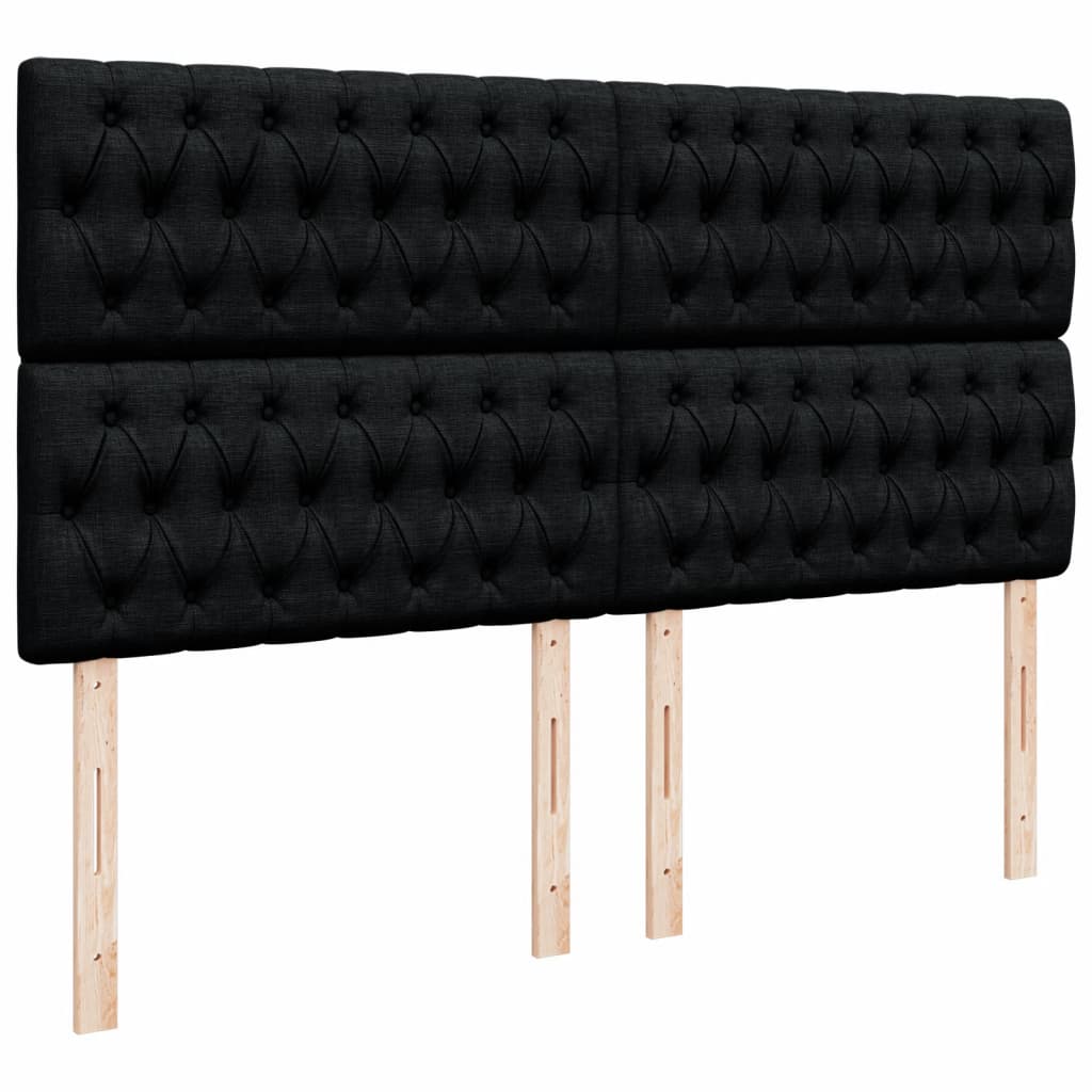 Κρεβάτι Boxspring με Στρώμα Μαύρο 200x200 εκ. Υφασμάτινο - Pakobazaar