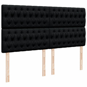 Κρεβάτι Boxspring με Στρώμα Μαύρο 200x200 εκ. Υφασμάτινο - Pakobazaar