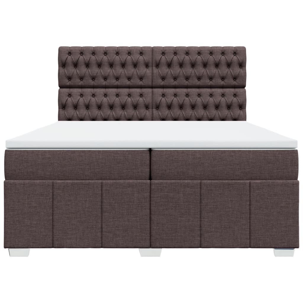 Κρεβάτι Boxspring με Στρώμα Σκούρο Καφέ 200x200 εκ. Υφασμάτινο