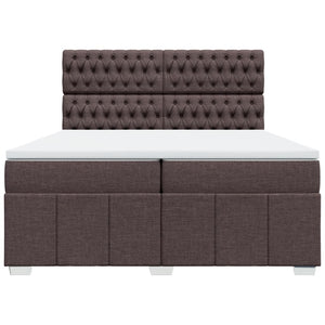 Κρεβάτι Boxspring με Στρώμα Σκούρο Καφέ 200x200 εκ. Υφασμάτινο