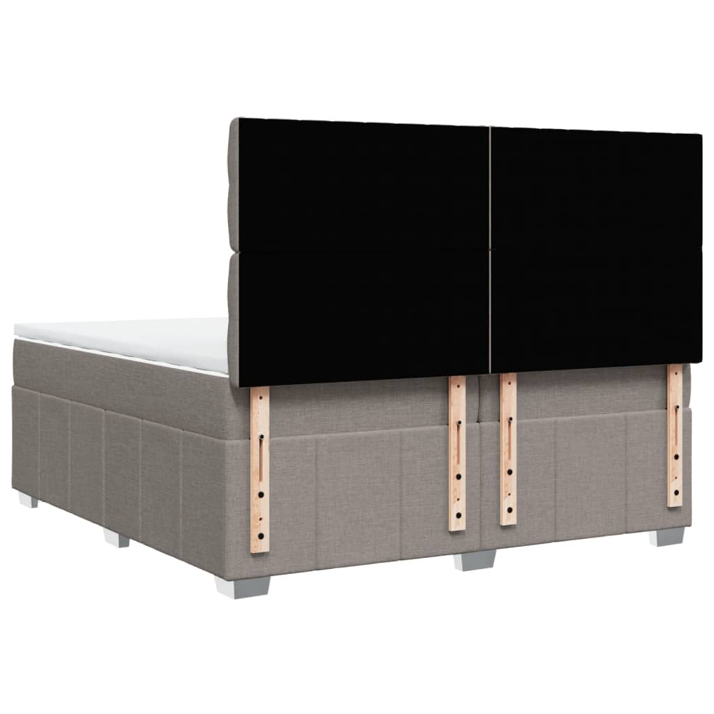 Κρεβάτι Boxspring με Στρώμα Taupe 200x200 εκ. Υφασμάτινο - Pakobazaar