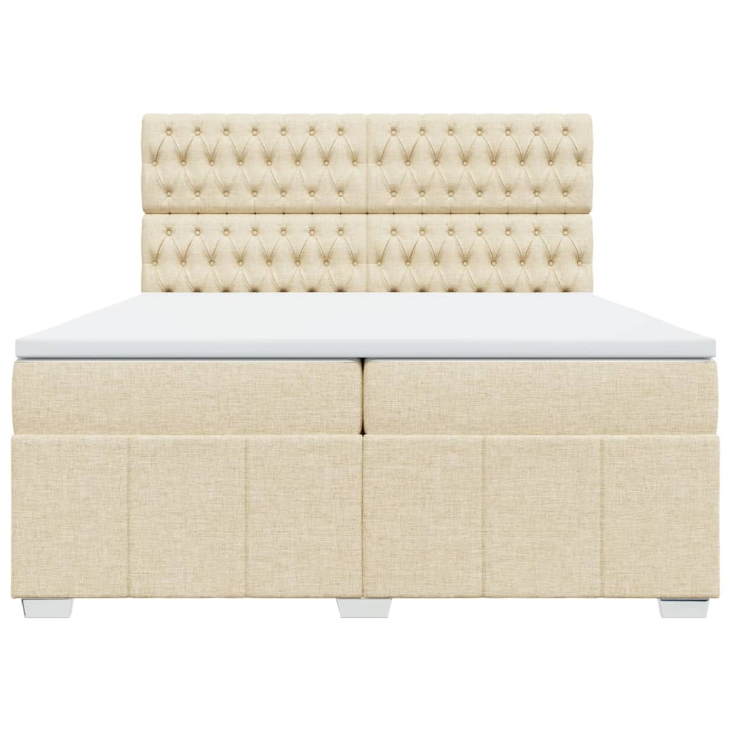 Κρεβάτι Boxspring με Στρώμα Κρεμ 200x200 εκ. Υφασμάτινο - Pakobazaar
