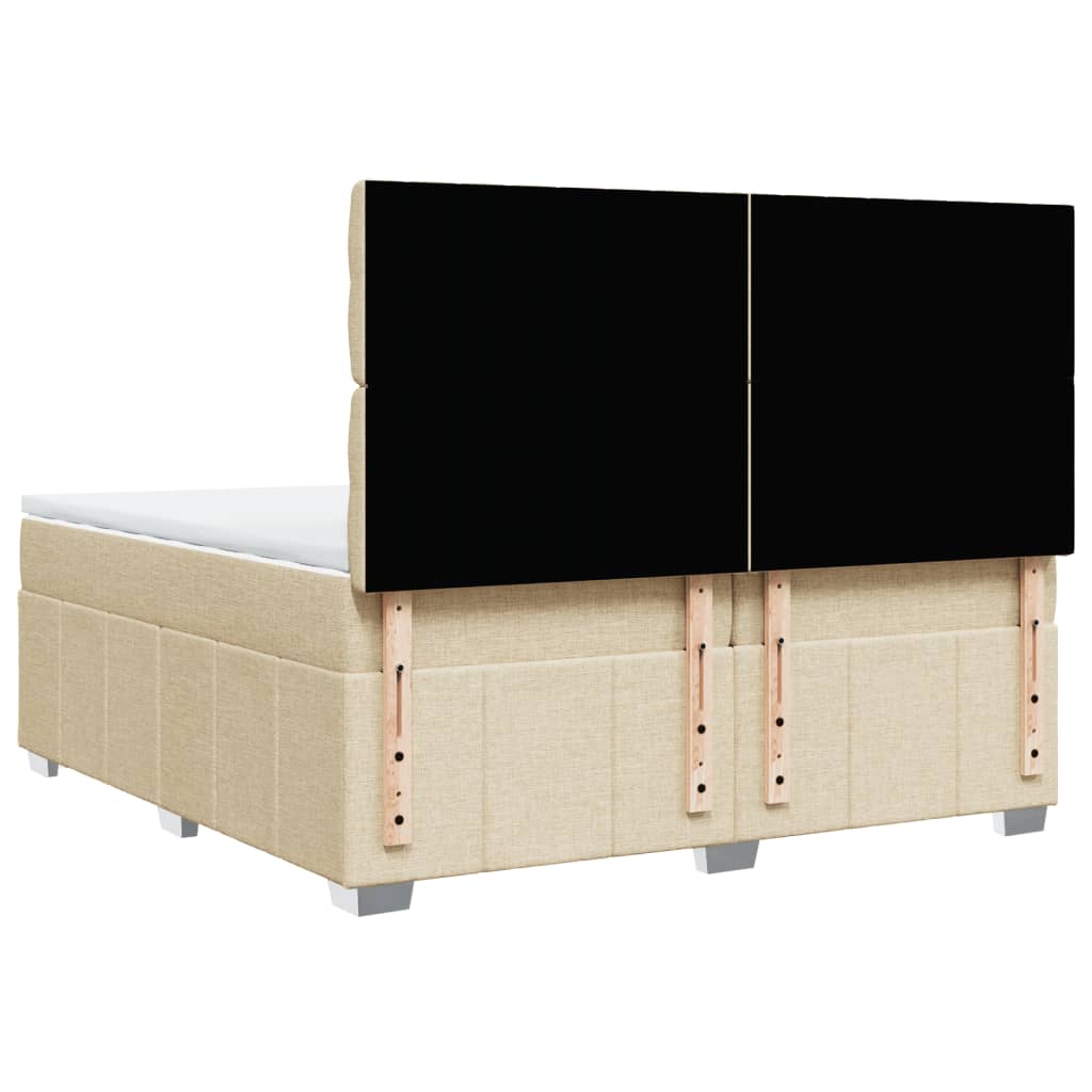 Κρεβάτι Boxspring με Στρώμα Κρεμ 200x200 εκ. Υφασμάτινο - Pakobazaar