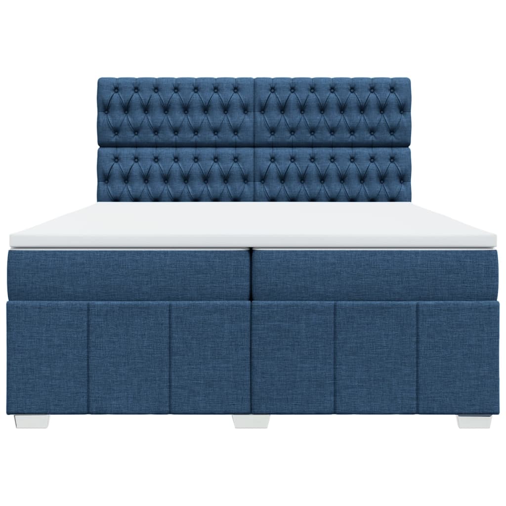 Κρεβάτι Boxspring με Στρώμα Μπλε 200x200 εκ. Υφασμάτινο