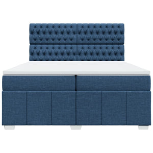 Κρεβάτι Boxspring με Στρώμα Μπλε 200x200 εκ. Υφασμάτινο