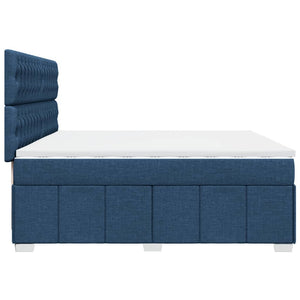 Κρεβάτι Boxspring με Στρώμα Μπλε 200x200 εκ. Υφασμάτινο