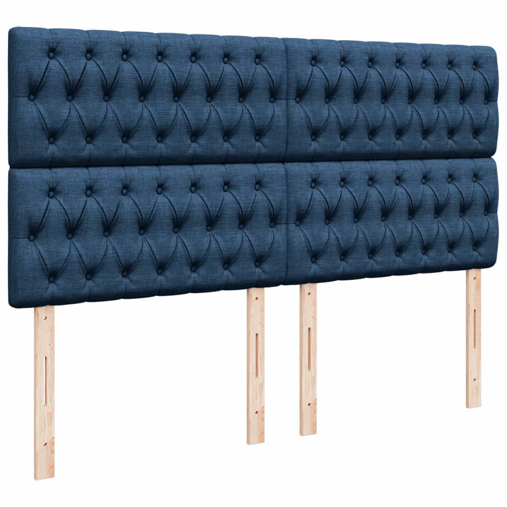 Κρεβάτι Boxspring με Στρώμα Μπλε 200x200 εκ. Υφασμάτινο