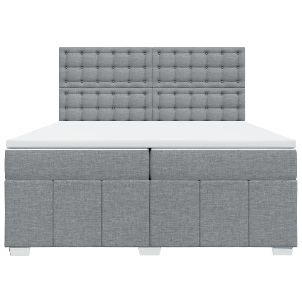 Κρεβάτι Boxspring με Στρώμα Ανοιχτό Γκρι 200x200 εκ. Υφασμάτινο - Pakobazaar