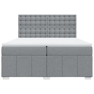 Κρεβάτι Boxspring με Στρώμα Ανοιχτό Γκρι 200x200 εκ. Υφασμάτινο - Pakobazaar