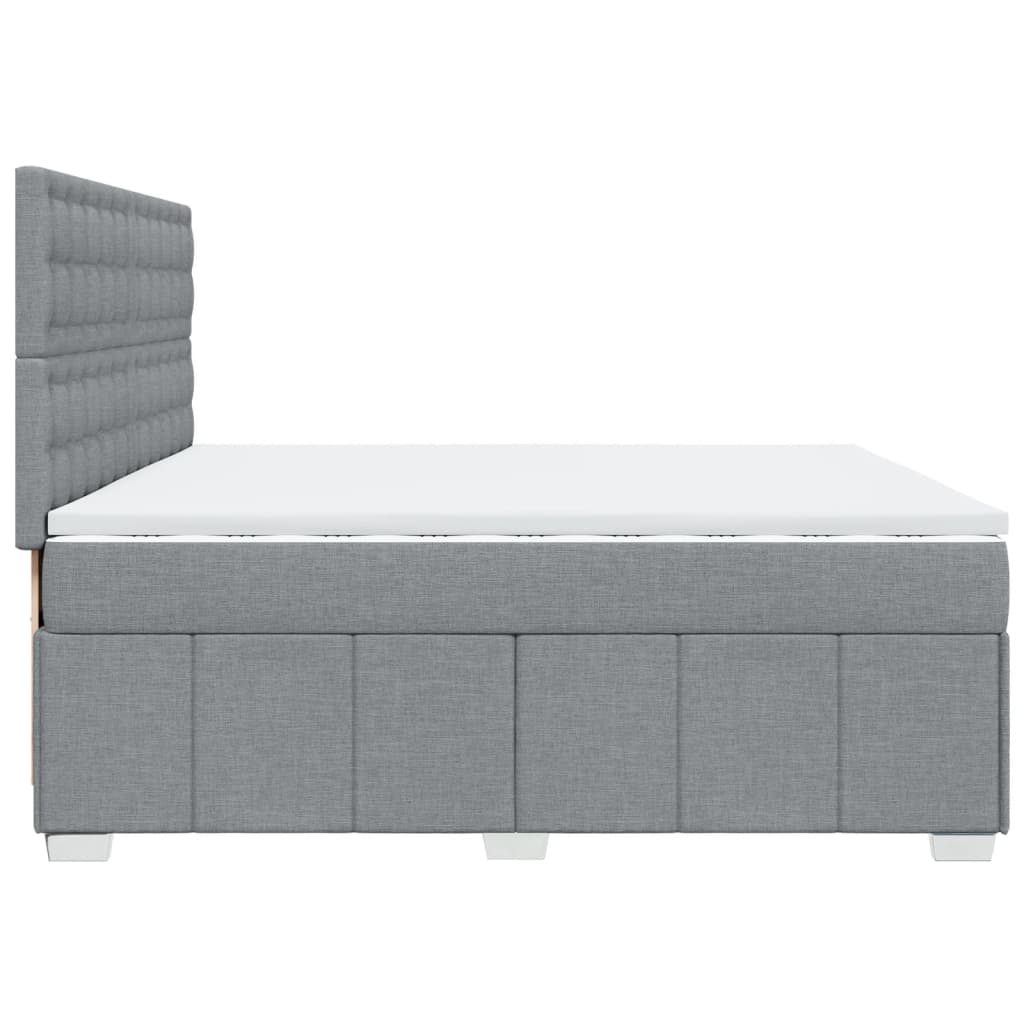 Κρεβάτι Boxspring με Στρώμα Ανοιχτό Γκρι 200x200 εκ. Υφασμάτινο - Pakobazaar