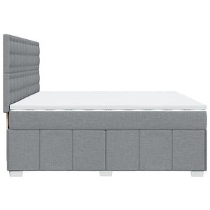 Κρεβάτι Boxspring με Στρώμα Ανοιχτό Γκρι 200x200 εκ. Υφασμάτινο - Pakobazaar