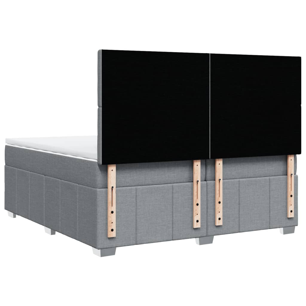 Κρεβάτι Boxspring με Στρώμα Ανοιχτό Γκρι 200x200 εκ. Υφασμάτινο - Pakobazaar