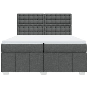 Κρεβάτι Boxspring με Στρώμα Σκούρο Γκρι 200x200 εκ. Υφασμάτινο