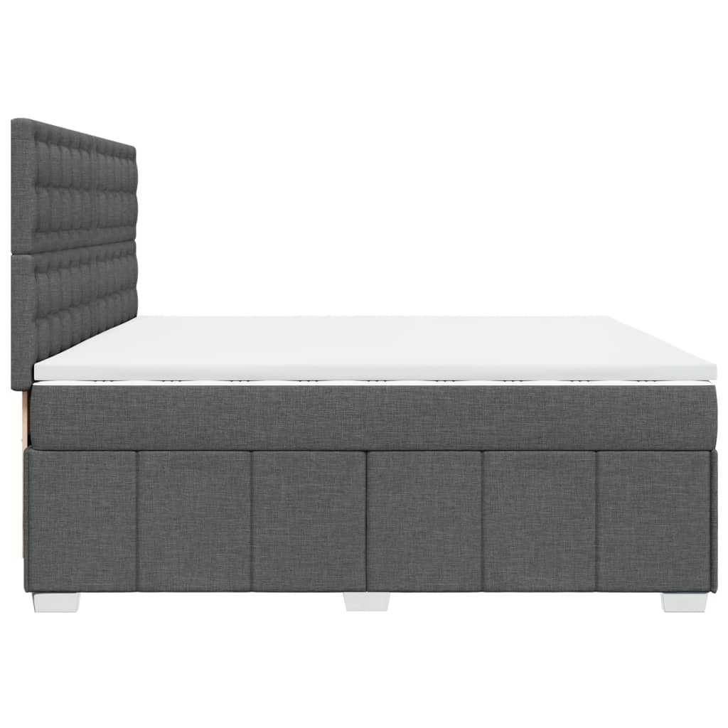 Κρεβάτι Boxspring με Στρώμα Σκούρο Γκρι 200x200 εκ. Υφασμάτινο