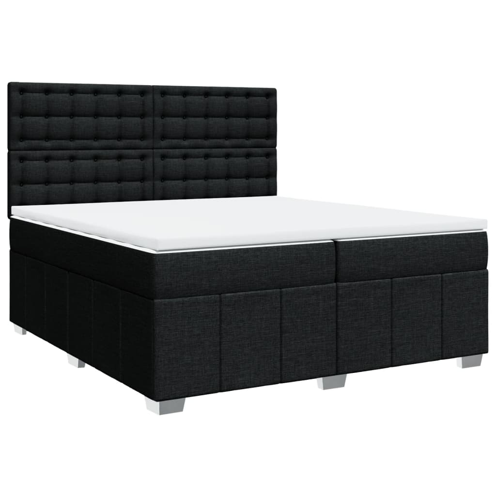 Κρεβάτι Boxspring με Στρώμα Μαύρο 200x200 εκ. Υφασμάτινο - Pakobazaar