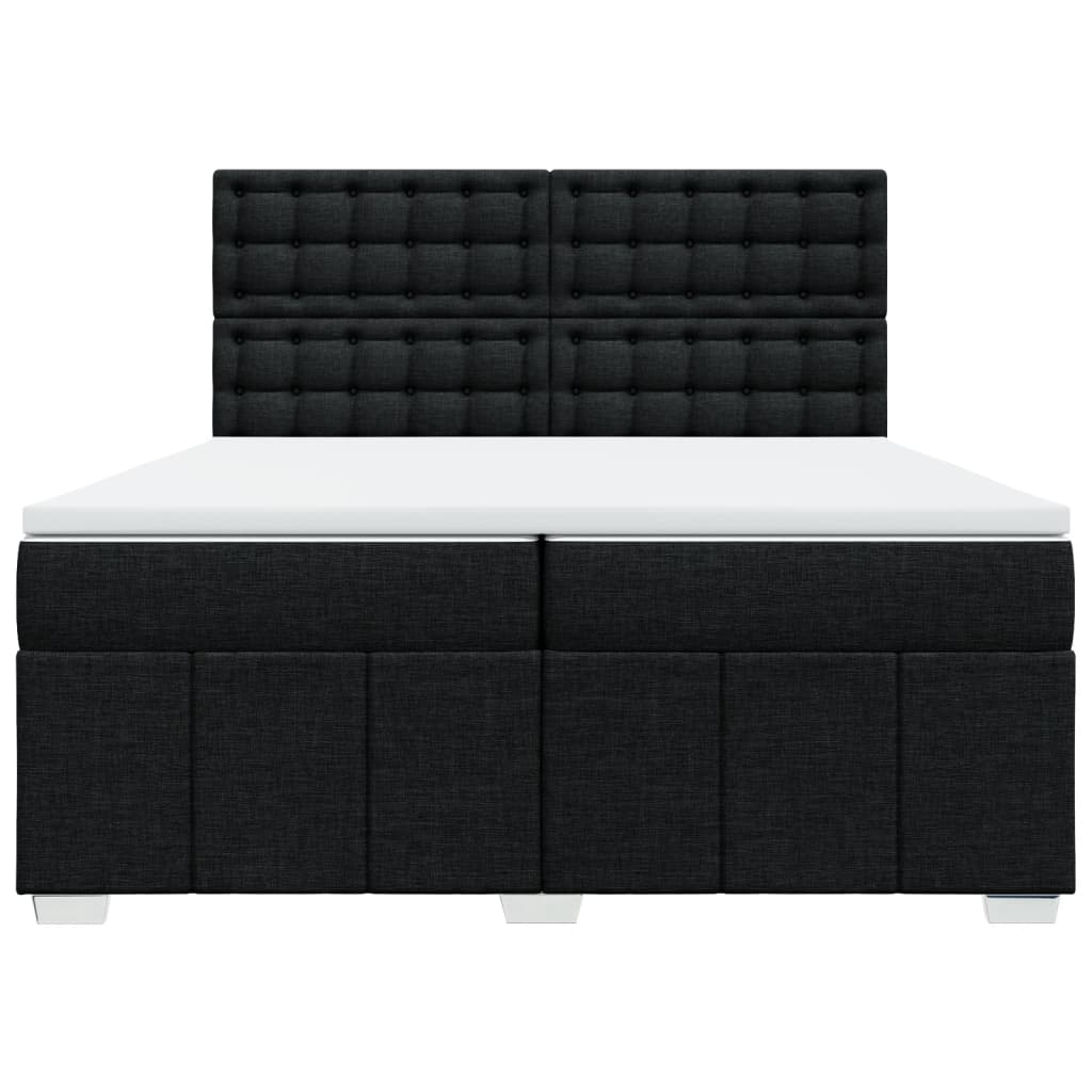 Κρεβάτι Boxspring με Στρώμα Μαύρο 200x200 εκ. Υφασμάτινο - Pakobazaar