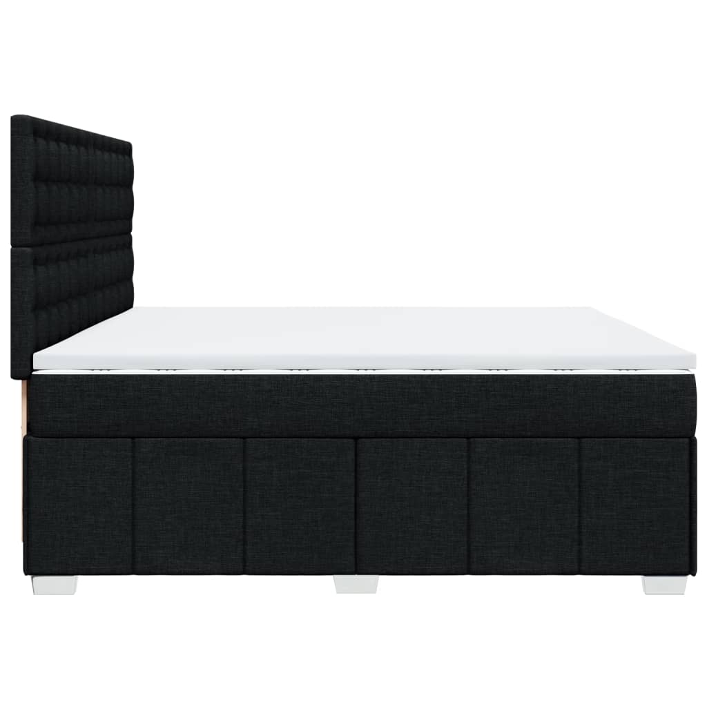 Κρεβάτι Boxspring με Στρώμα Μαύρο 200x200 εκ. Υφασμάτινο - Pakobazaar