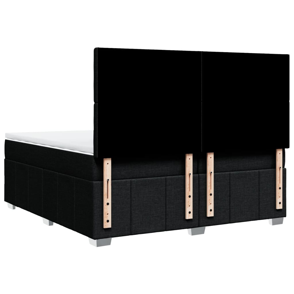 Κρεβάτι Boxspring με Στρώμα Μαύρο 200x200 εκ. Υφασμάτινο - Pakobazaar