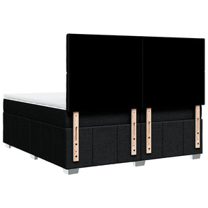 Κρεβάτι Boxspring με Στρώμα Μαύρο 200x200 εκ. Υφασμάτινο - Pakobazaar