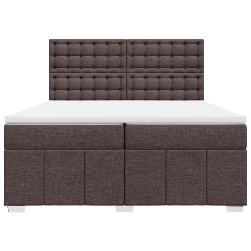 Κρεβάτι Boxspring με Στρώμα Σκούρο Καφέ 200x200 εκ. Υφασμάτινο - Pakobazaar