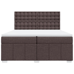 Κρεβάτι Boxspring με Στρώμα Σκούρο Καφέ 200x200 εκ. Υφασμάτινο - Pakobazaar
