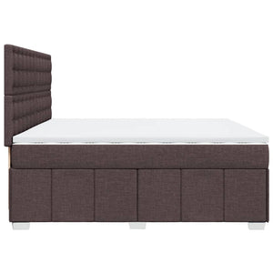 Κρεβάτι Boxspring με Στρώμα Σκούρο Καφέ 200x200 εκ. Υφασμάτινο - Pakobazaar