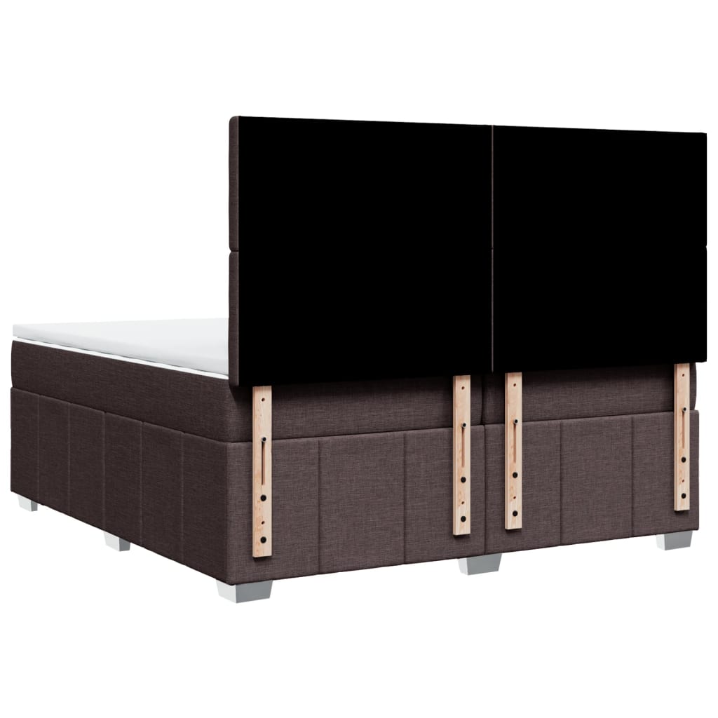 Κρεβάτι Boxspring με Στρώμα Σκούρο Καφέ 200x200 εκ. Υφασμάτινο - Pakobazaar