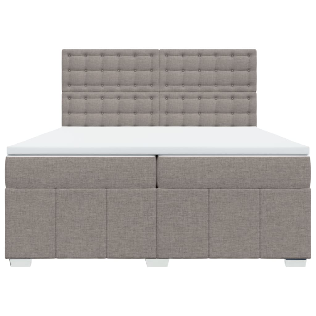 Κρεβάτι Boxspring με Στρώμα Taupe 200x200 εκ. Υφασμάτινο - Pakobazaar