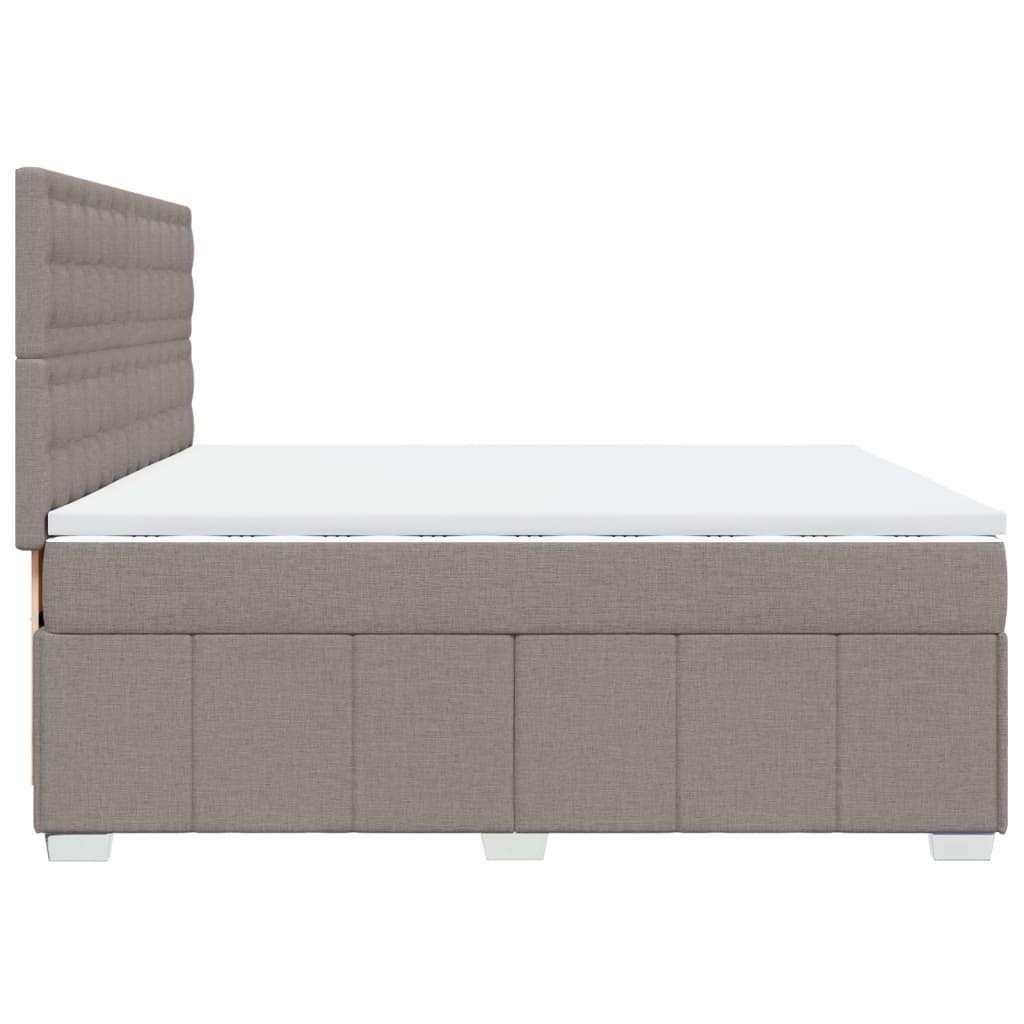 Κρεβάτι Boxspring με Στρώμα Taupe 200x200 εκ. Υφασμάτινο - Pakobazaar
