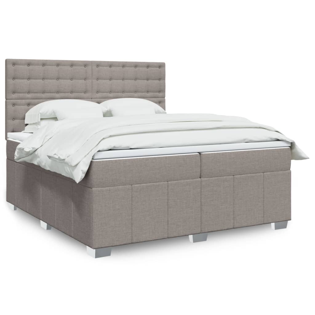 Κρεβάτι Boxspring με Στρώμα Taupe 200x200 εκ. Υφασμάτινο - Pakobazaar