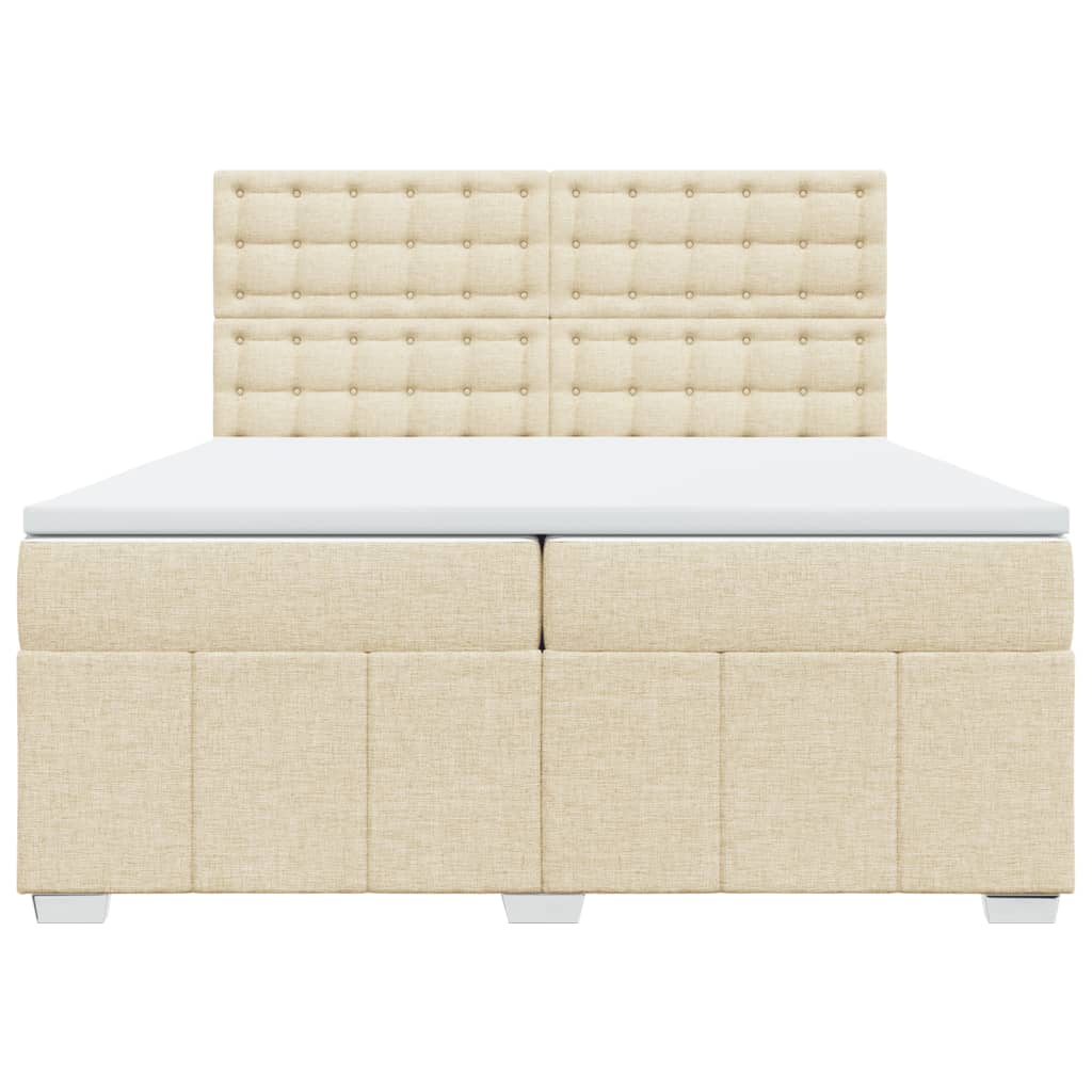 Κρεβάτι Boxspring με Στρώμα Κρεμ 200x200 εκ. Υφασμάτινο