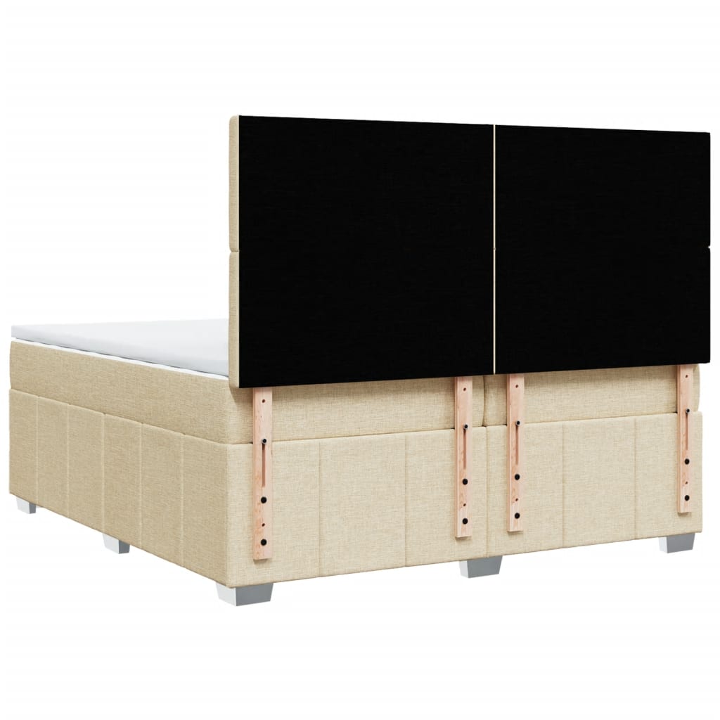 Κρεβάτι Boxspring με Στρώμα Κρεμ 200x200 εκ. Υφασμάτινο
