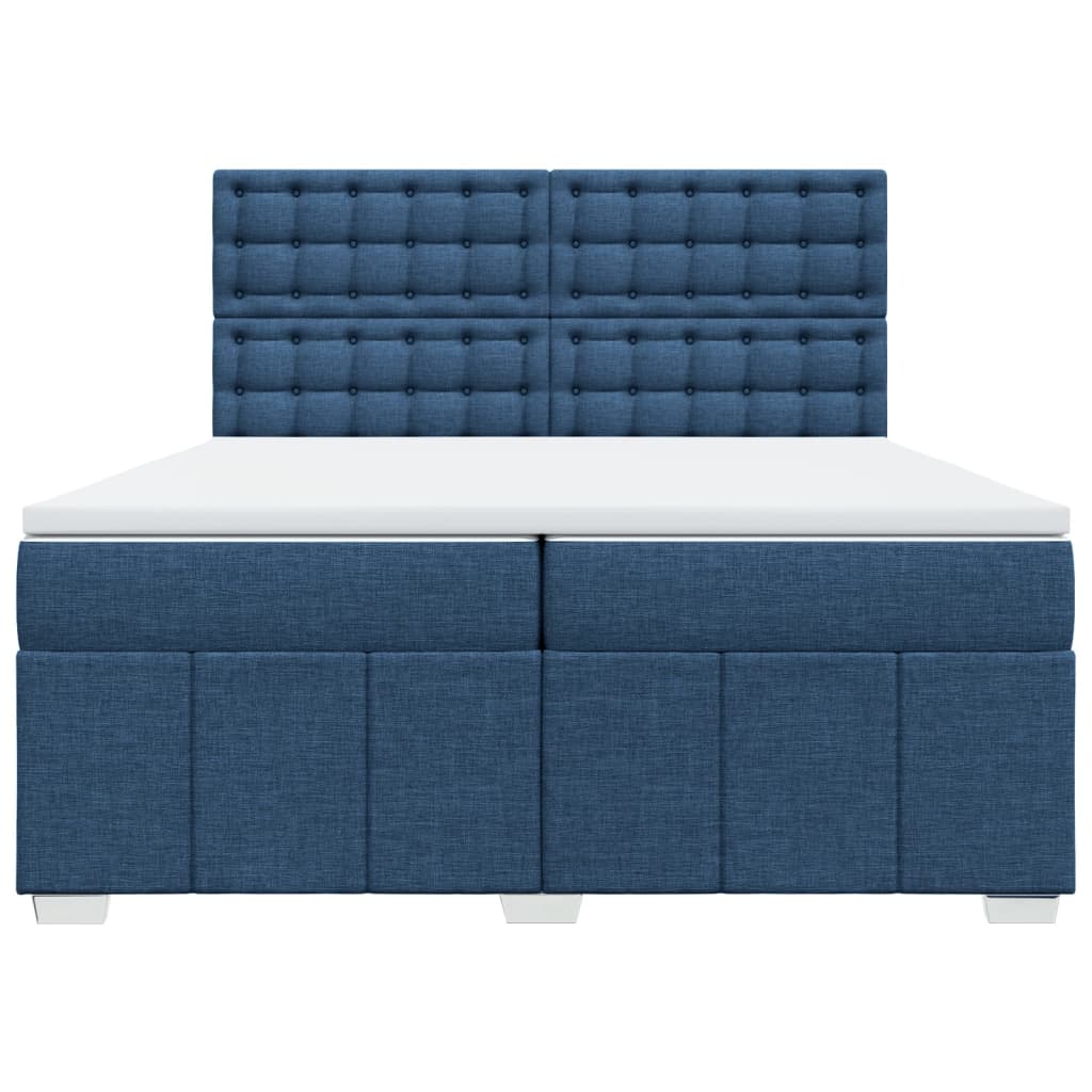 Κρεβάτι Boxspring με Στρώμα Μπλε 200x200 εκ. Υφασμάτινο