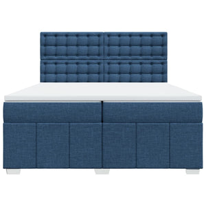 Κρεβάτι Boxspring με Στρώμα Μπλε 200x200 εκ. Υφασμάτινο