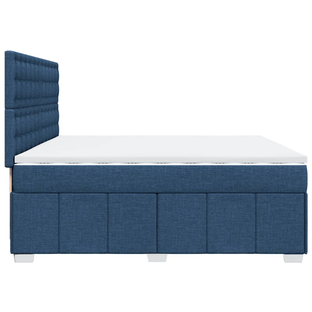 Κρεβάτι Boxspring με Στρώμα Μπλε 200x200 εκ. Υφασμάτινο