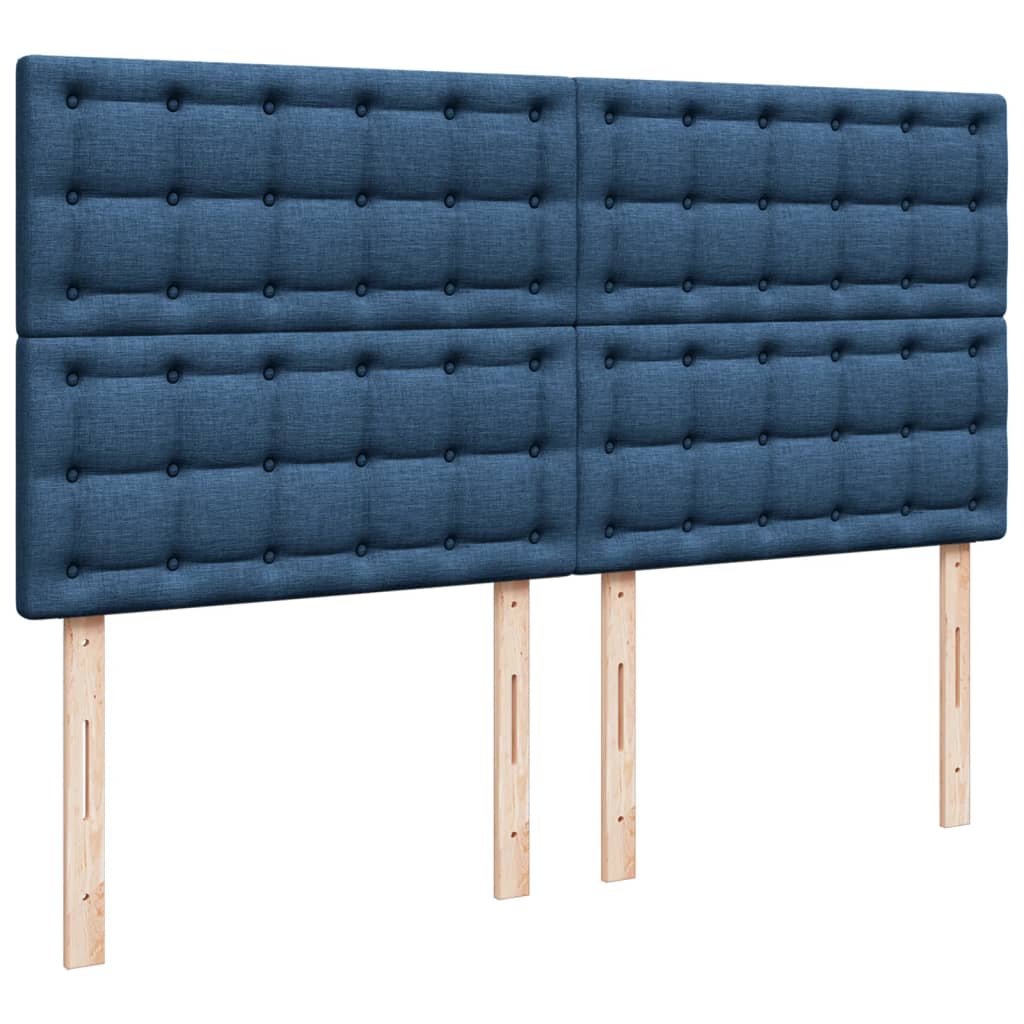 Κρεβάτι Boxspring με Στρώμα Μπλε 200x200 εκ. Υφασμάτινο