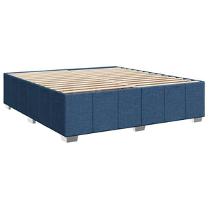 Κρεβάτι Boxspring με Στρώμα Μπλε 200x200 εκ. Υφασμάτινο