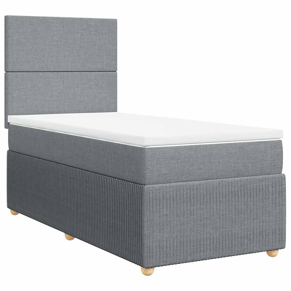 Κρεβάτι Boxspring με Στρώμα Ανοιχτό Γκρι 80x200 εκ. Υφασμάτινο - Pakobazaar