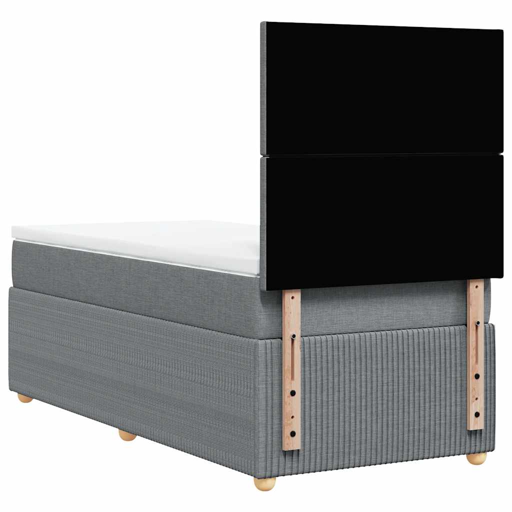 Κρεβάτι Boxspring με Στρώμα Ανοιχτό Γκρι 80x200 εκ. Υφασμάτινο - Pakobazaar