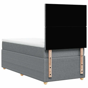 Κρεβάτι Boxspring με Στρώμα Ανοιχτό Γκρι 80x200 εκ. Υφασμάτινο - Pakobazaar