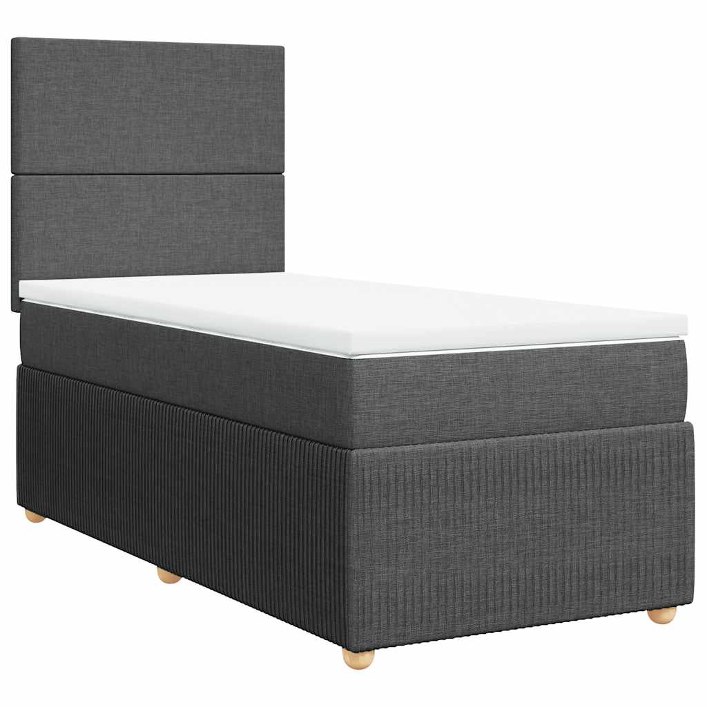 Κρεβάτι Boxspring με Στρώμα Σκούρο Γκρι 80x200 εκ. Υφασμάτινο - Pakobazaar
