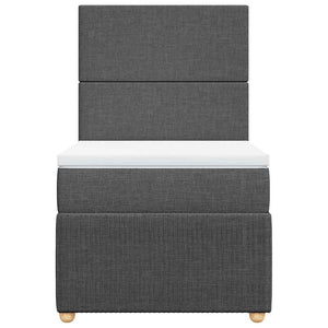 Κρεβάτι Boxspring με Στρώμα Σκούρο Γκρι 80x200 εκ. Υφασμάτινο - Pakobazaar