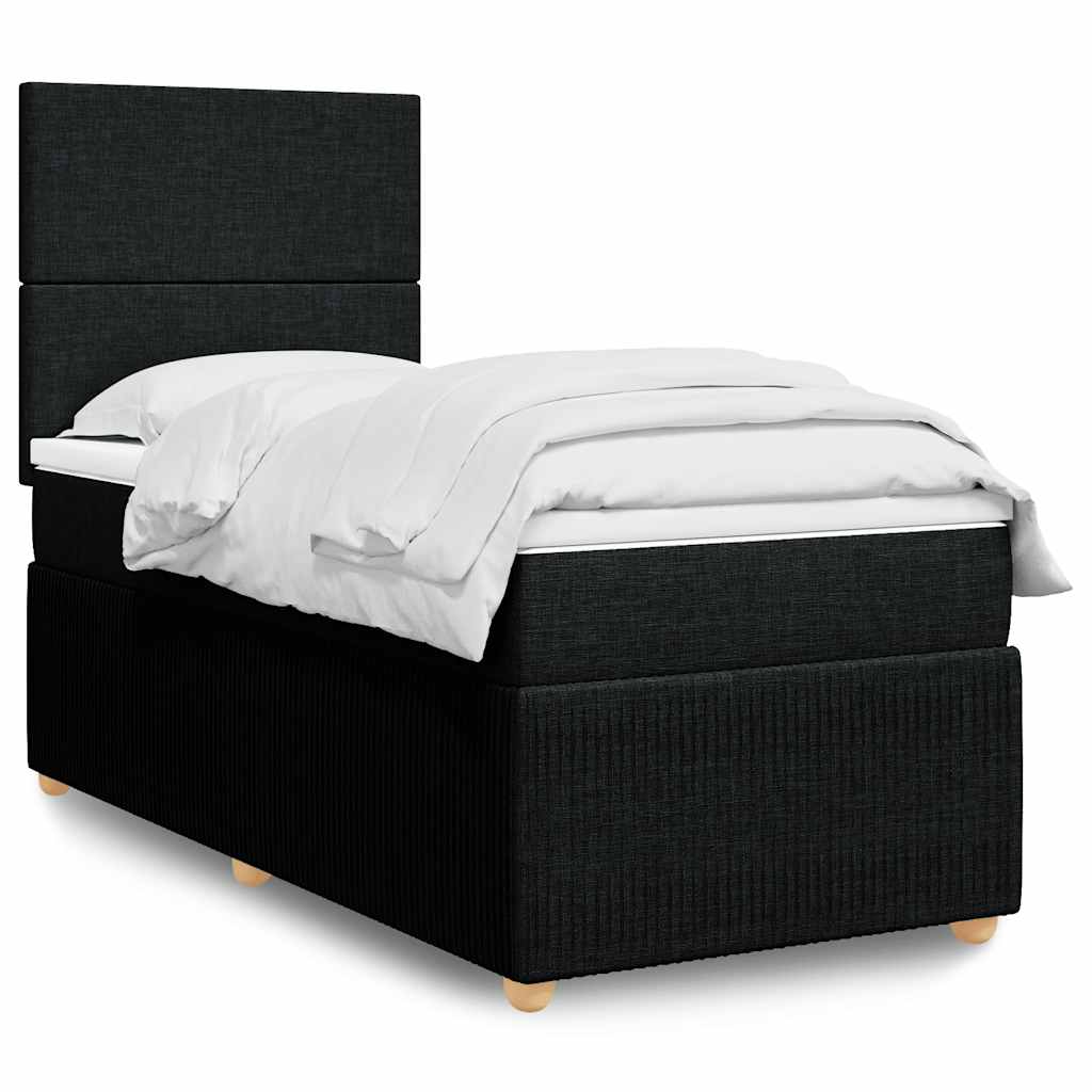 Κρεβάτι Boxspring με Στρώμα Μαύρο 80 x 200 εκ. Υφασμάτινο - Pakobazaar