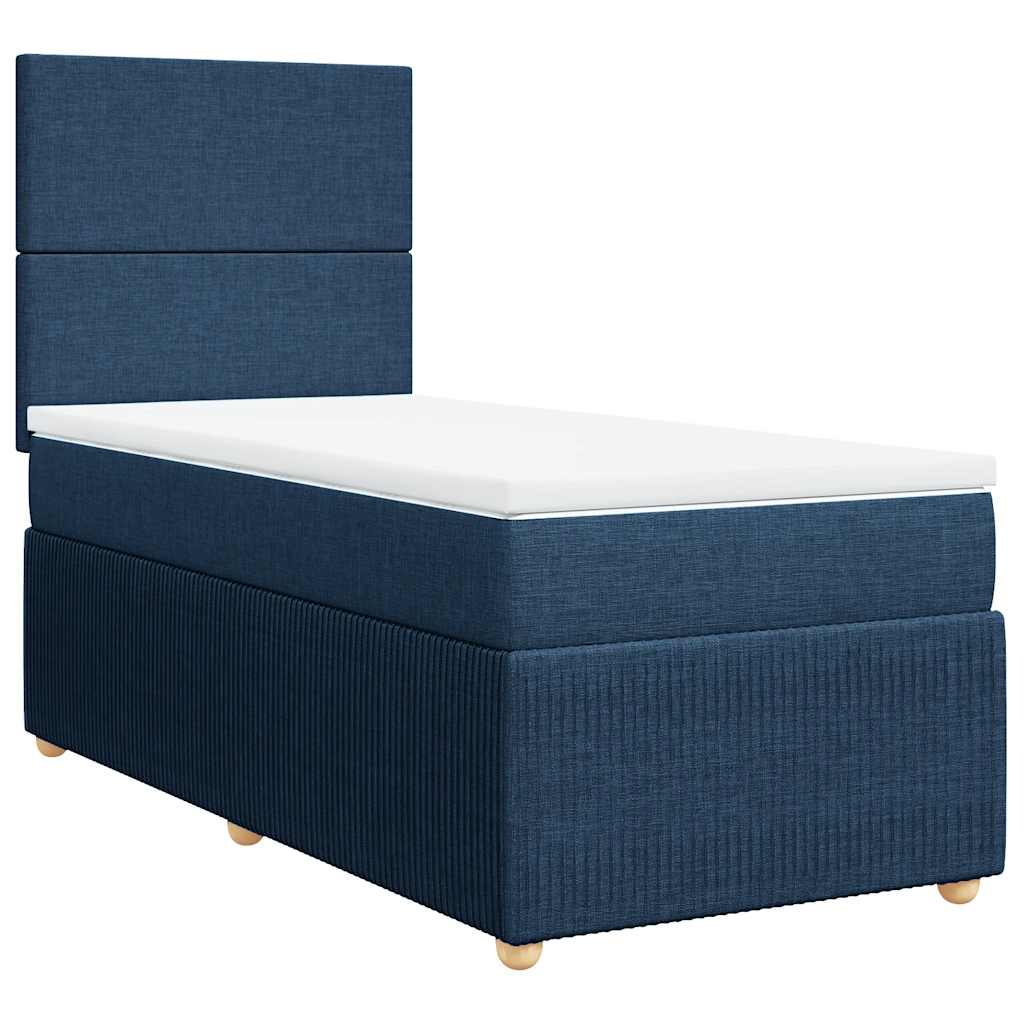 Κρεβάτι Boxspring με Στρώμα Μπλε 80x200 εκ. Υφασμάτινο - Pakobazaar