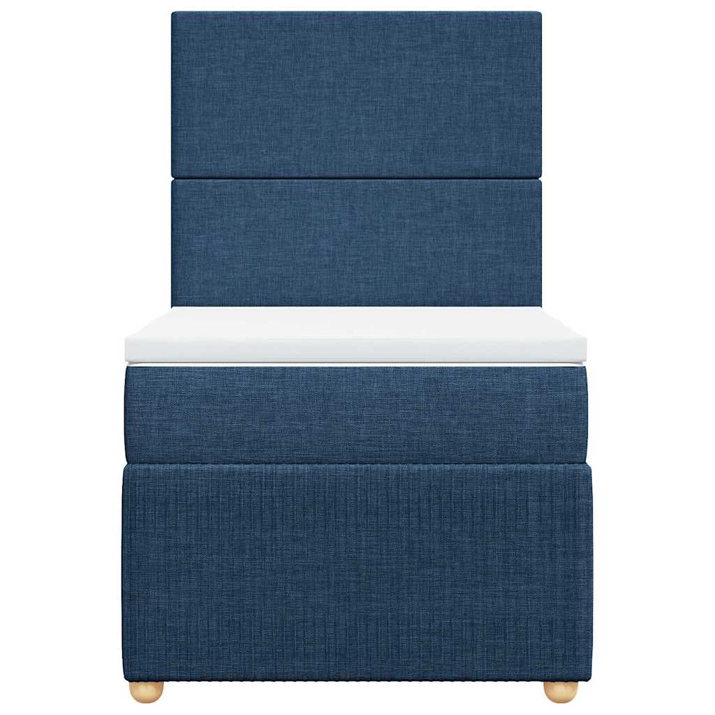 Κρεβάτι Boxspring με Στρώμα Μπλε 80x200 εκ. Υφασμάτινο - Pakobazaar