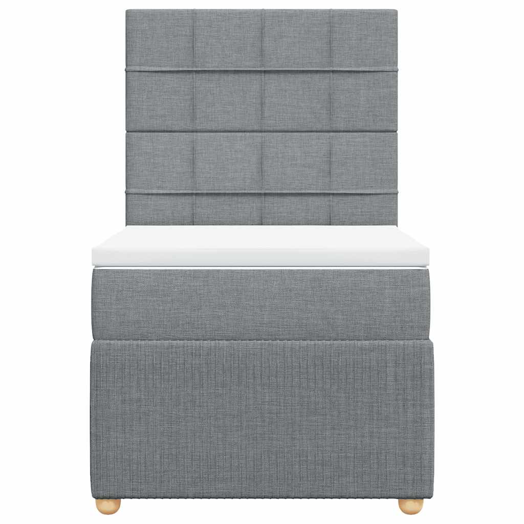 Κρεβάτι Boxspring με Στρώμα Ανοιχτό Γκρι 80x200 εκ. Υφασμάτινο - Pakobazaar