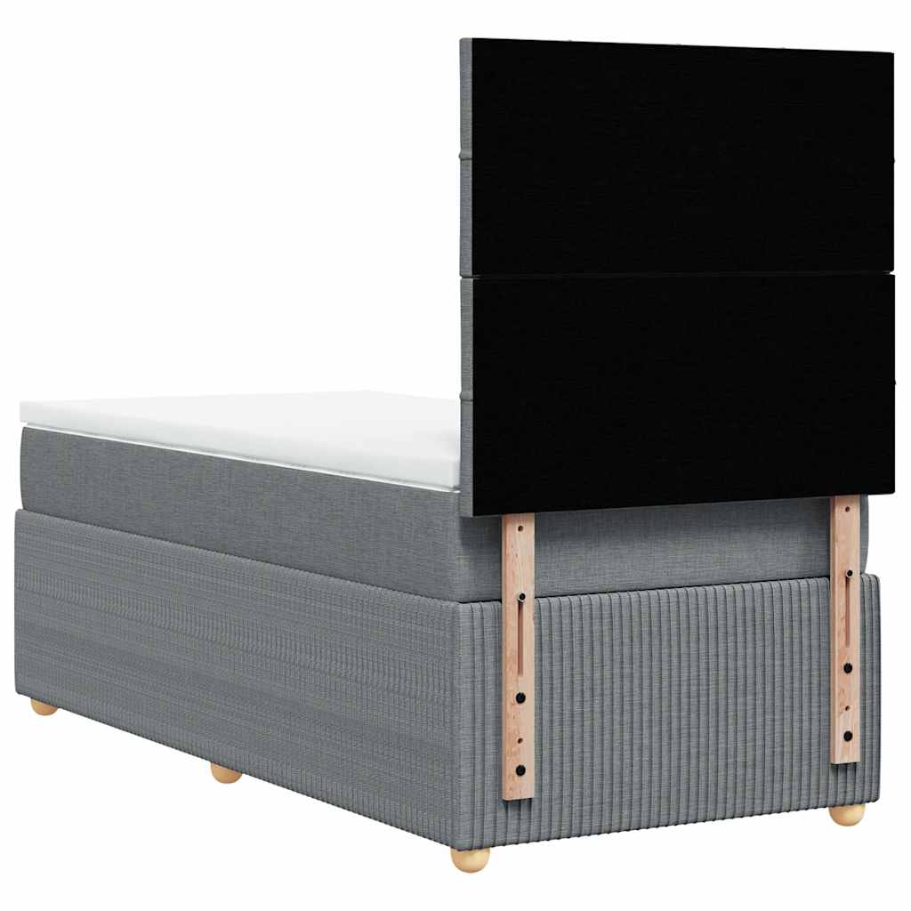 Κρεβάτι Boxspring με Στρώμα Ανοιχτό Γκρι 80x200 εκ. Υφασμάτινο - Pakobazaar