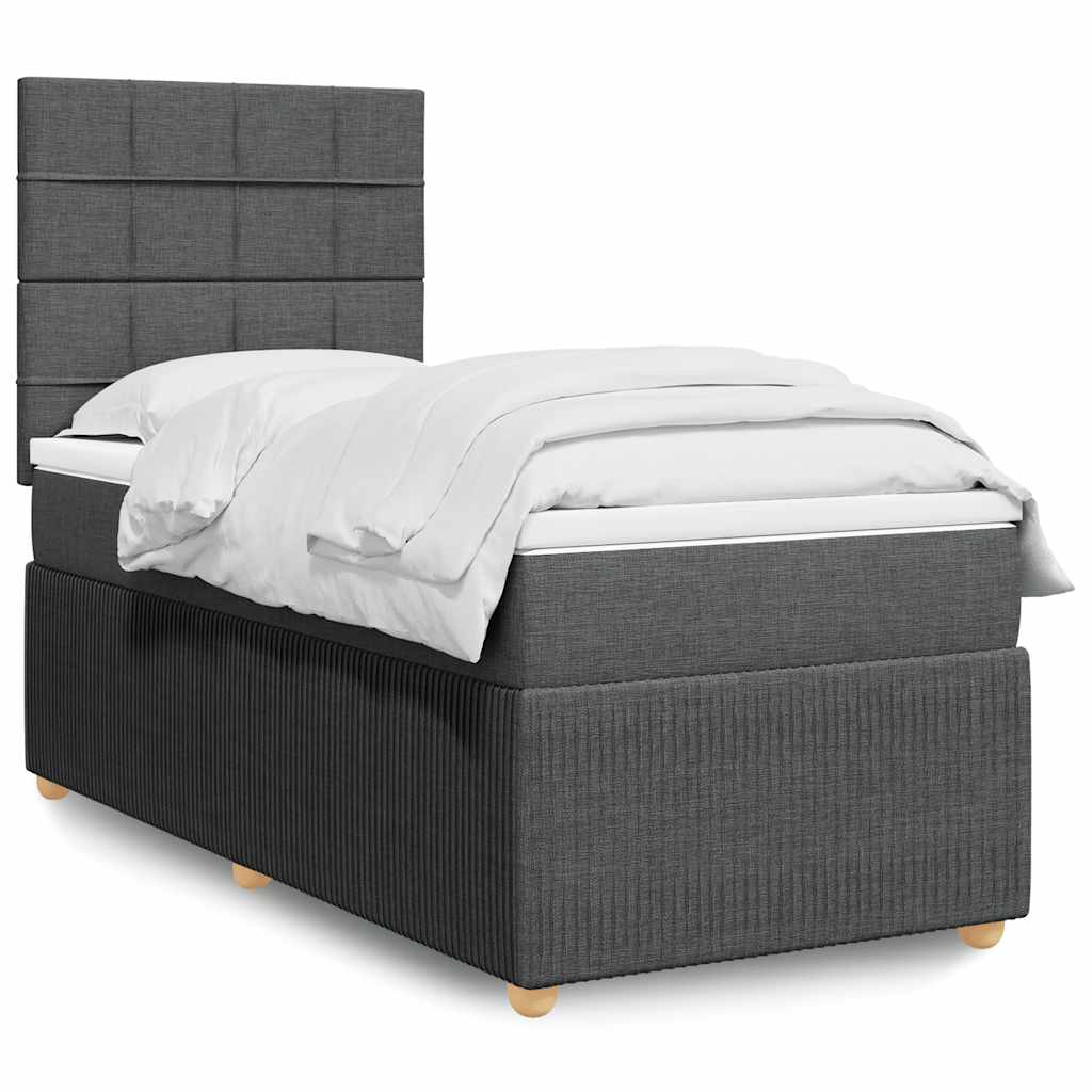 Κρεβάτι Boxspring με Στρώμα Σκούρο Γκρι 80x200 εκ. Υφασμάτινο - Pakobazaar