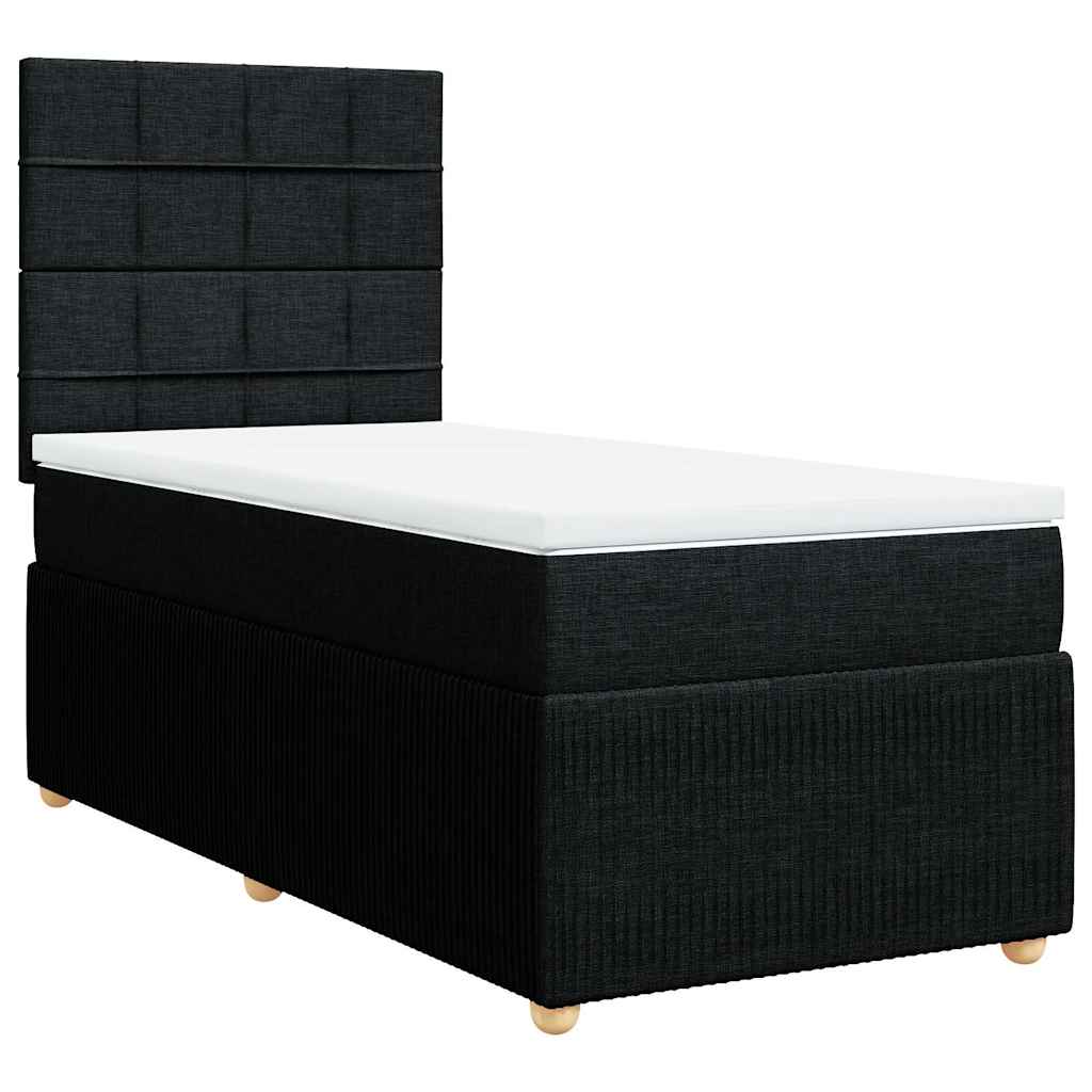 Κρεβάτι Boxspring με Στρώμα Μαύρο 80 x 200 εκ. Υφασμάτινο
