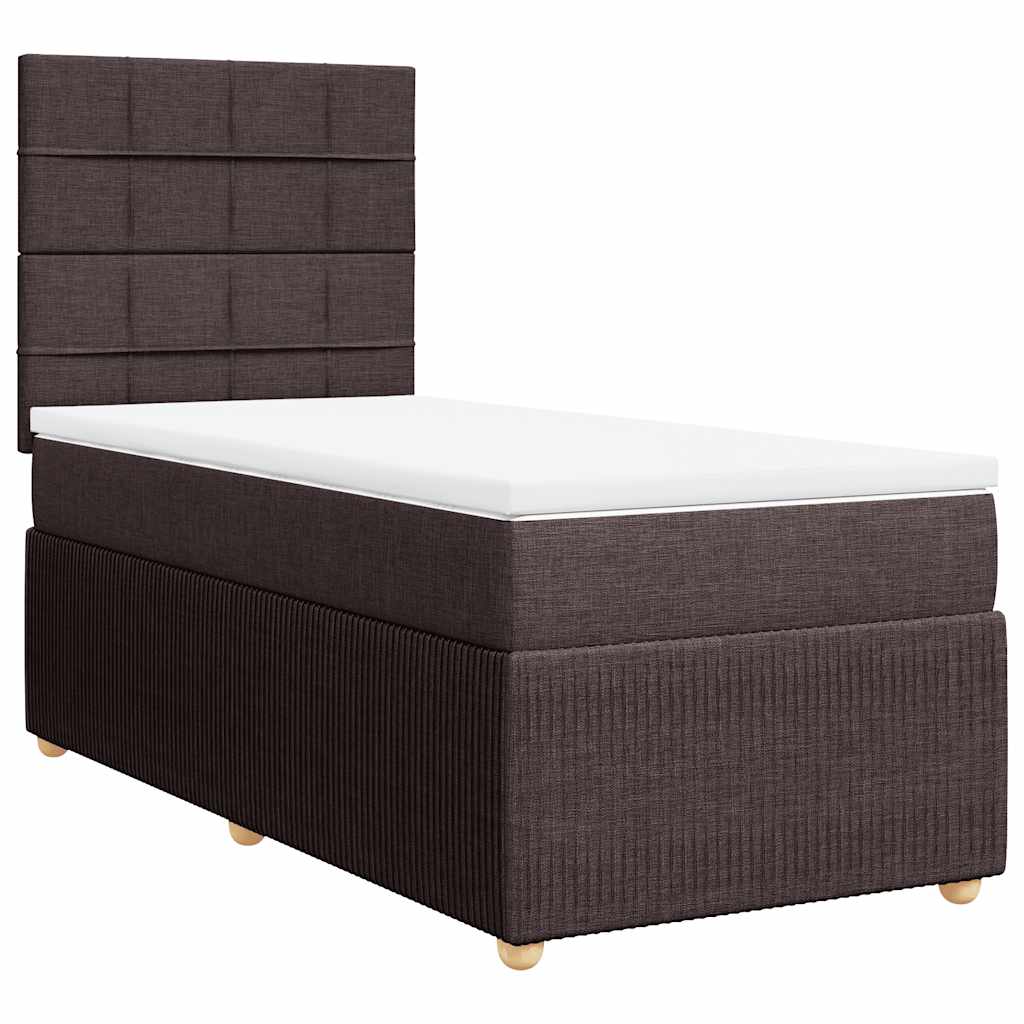 Κρεβάτι Boxspring με Στρώμα Σκούρο Καφέ 80x200 εκ. Υφασμάτινο - Pakobazaar